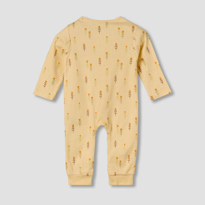 Juniors Cotton Round Neck Long Sleeves Sleepsuit with Floral Print