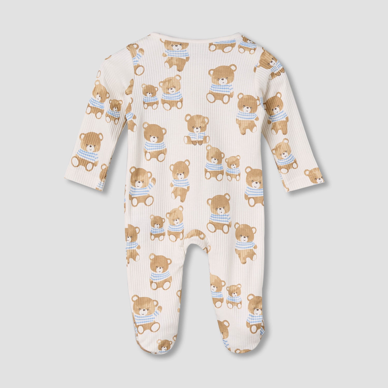 Juniors Cotton Round Neck Long Sleeves Sleepsuit with Bear Print