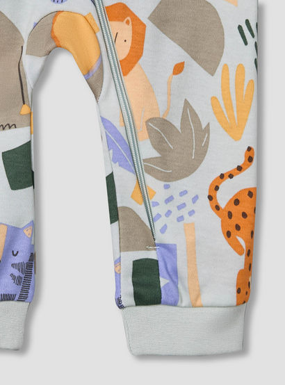 Juniors Cotton Round Neck Long Sleeves Sleepsuit with Safari Print-baby-boys-clothing-nightwear-sleepsuits-image-5