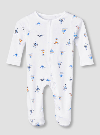 Juniors Cotton Round Neck Long Sleeve Sleepsuit with Zip Closure-baby-boys-clothing-nightwear-sleepsuits-image-2