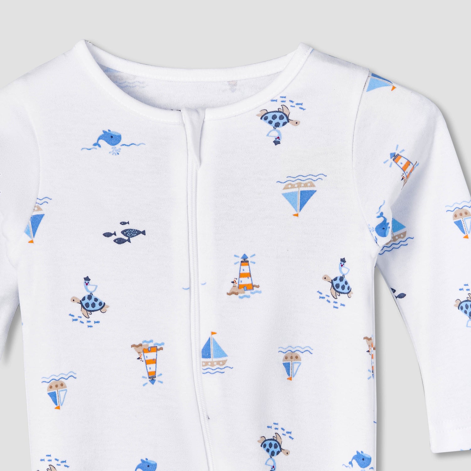 Juniors Cotton Round Neck Long Sleeve Sleepsuit with Zip Closure