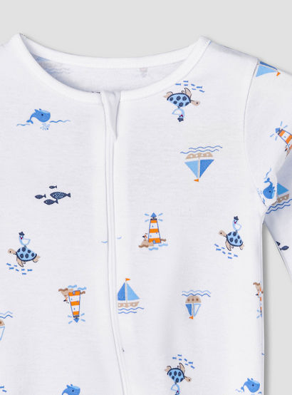 Juniors Cotton Round Neck Long Sleeve Sleepsuit with Zip Closure-baby-boys-clothing-nightwear-sleepsuits-image-4