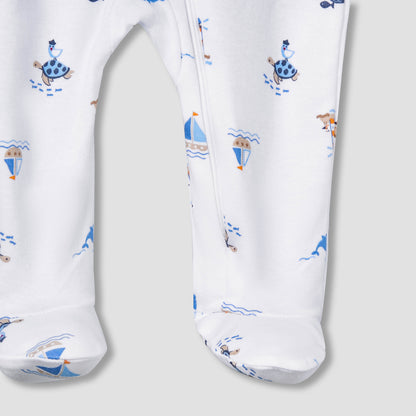 Juniors Cotton Round Neck Long Sleeve Sleepsuit with Zip Closure