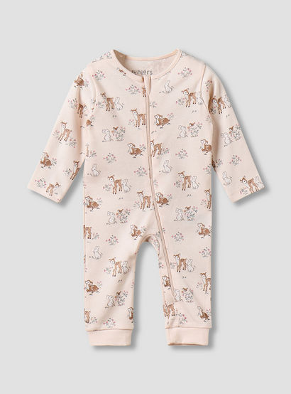 Juniors Cotton Long Sleeves Sleepsuit with Deer Print-baby-girls-clothing-nightwear-sleepsuits-image-2