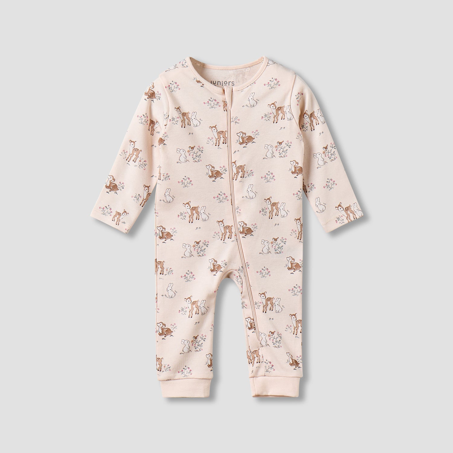 Juniors Cotton Long Sleeves Sleepsuit with Deer Print