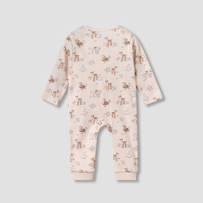 Juniors Cotton Long Sleeves Sleepsuit with Deer Print