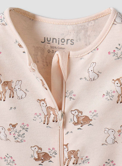 Juniors Cotton Long Sleeves Sleepsuit with Deer Print-baby-girls-clothing-nightwear-sleepsuits-image-4