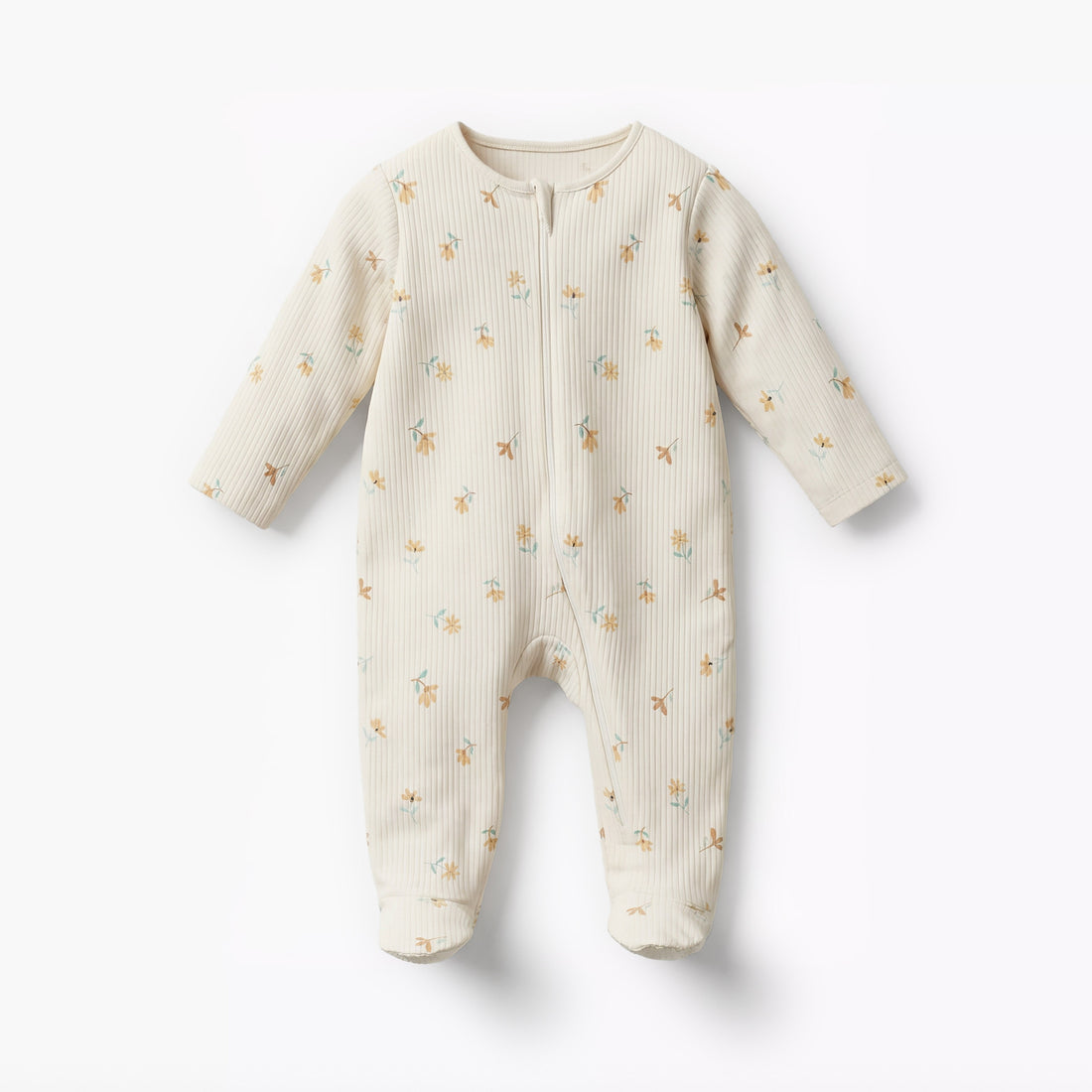 Juniors Cotton Round Neck Long Sleeves Sleepsuit with Floral Print
