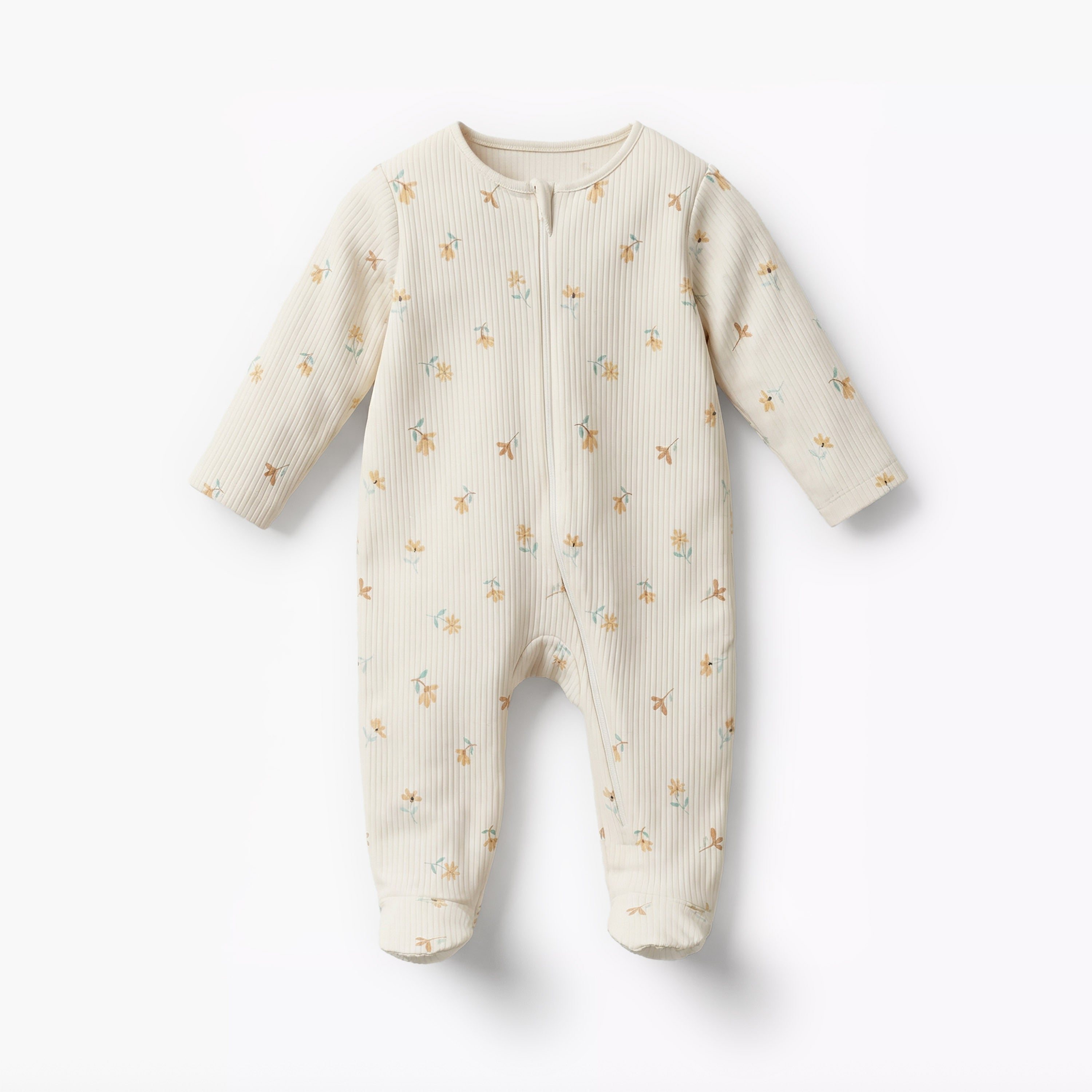 Juniors Cotton Round Neck Long Sleeves Sleepsuit with Floral Print