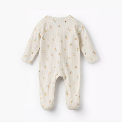 Juniors Cotton Round Neck Long Sleeves Sleepsuit with Floral Print