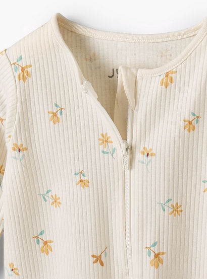 Juniors Cotton Round Neck Long Sleeves Sleepsuit with Floral Print-baby-girls-clothing-nightwear-sleepsuits-image-4