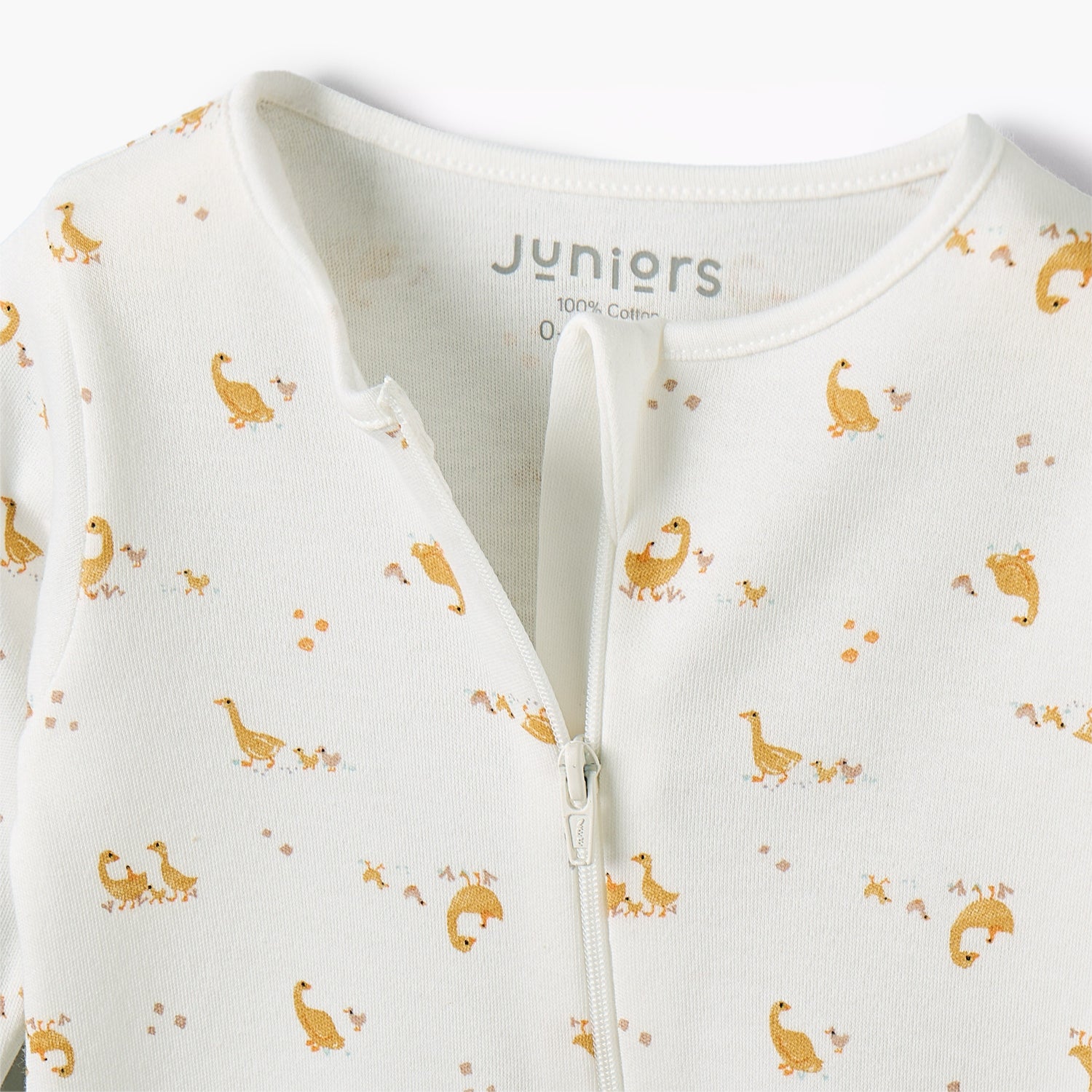 Juniors Cotton Round Neck Long Sleeves Sleepsuit with Goose Print