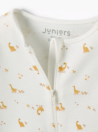 Juniors Cotton Round Neck Long Sleeves Sleepsuit with Goose Print-baby-girls-clothing-nightwear-sleepsuits-image-3