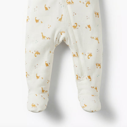 Juniors Cotton Round Neck Long Sleeves Sleepsuit with Goose Print