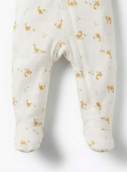 Juniors Cotton Round Neck Long Sleeves Sleepsuit with Goose Print-baby-girls-clothing-nightwear-sleepsuits-image-4