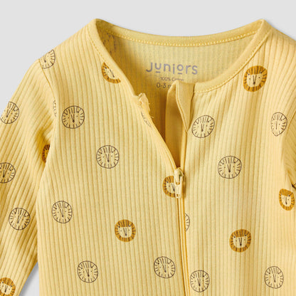 Juniors Cotton Round Neck Long Sleeves Sleepsuit with Zip Closure