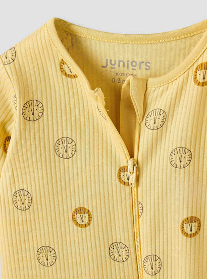 Juniors Cotton Round Neck Long Sleeves Sleepsuit with Zip Closure-baby-boys-clothing-nightwear-sleepsuits-image-3