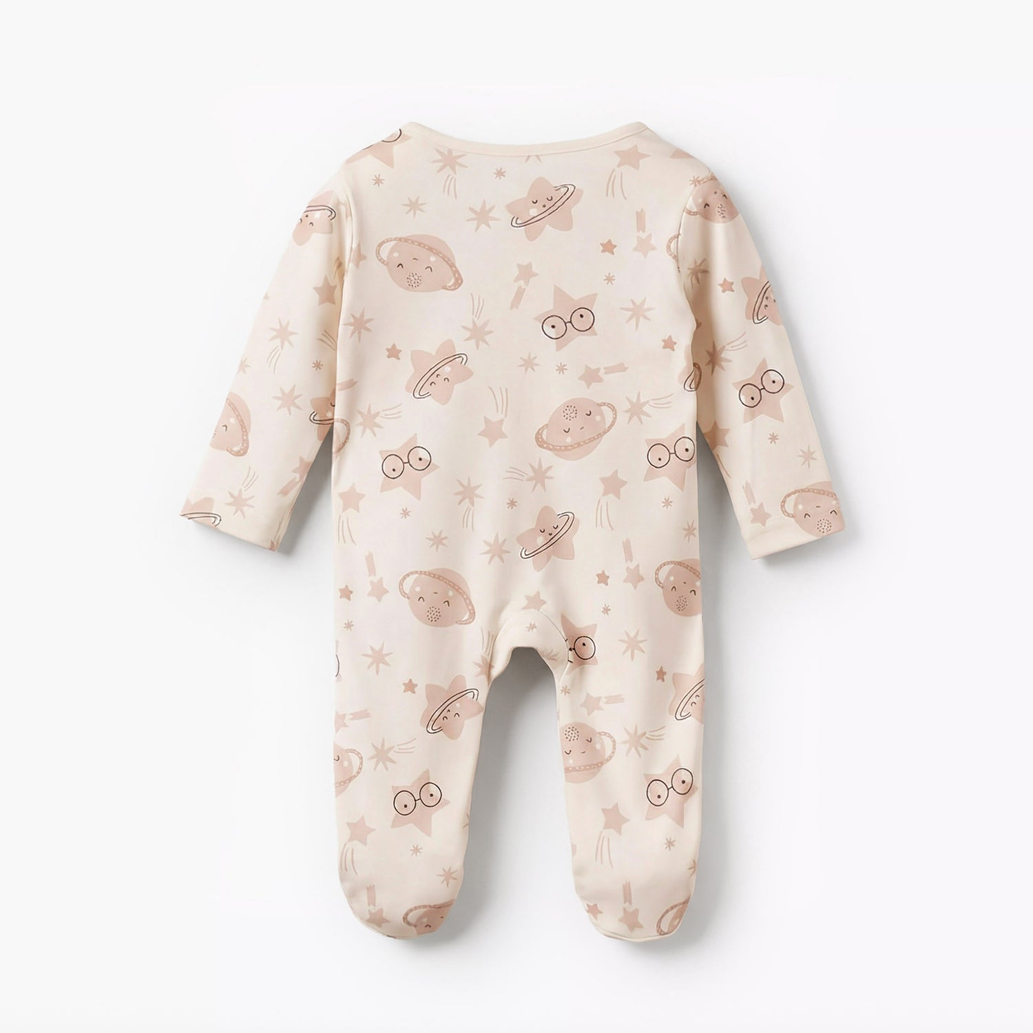 Juniors Cotton Round Neck Long Sleeves Sleepsuit with Space Print