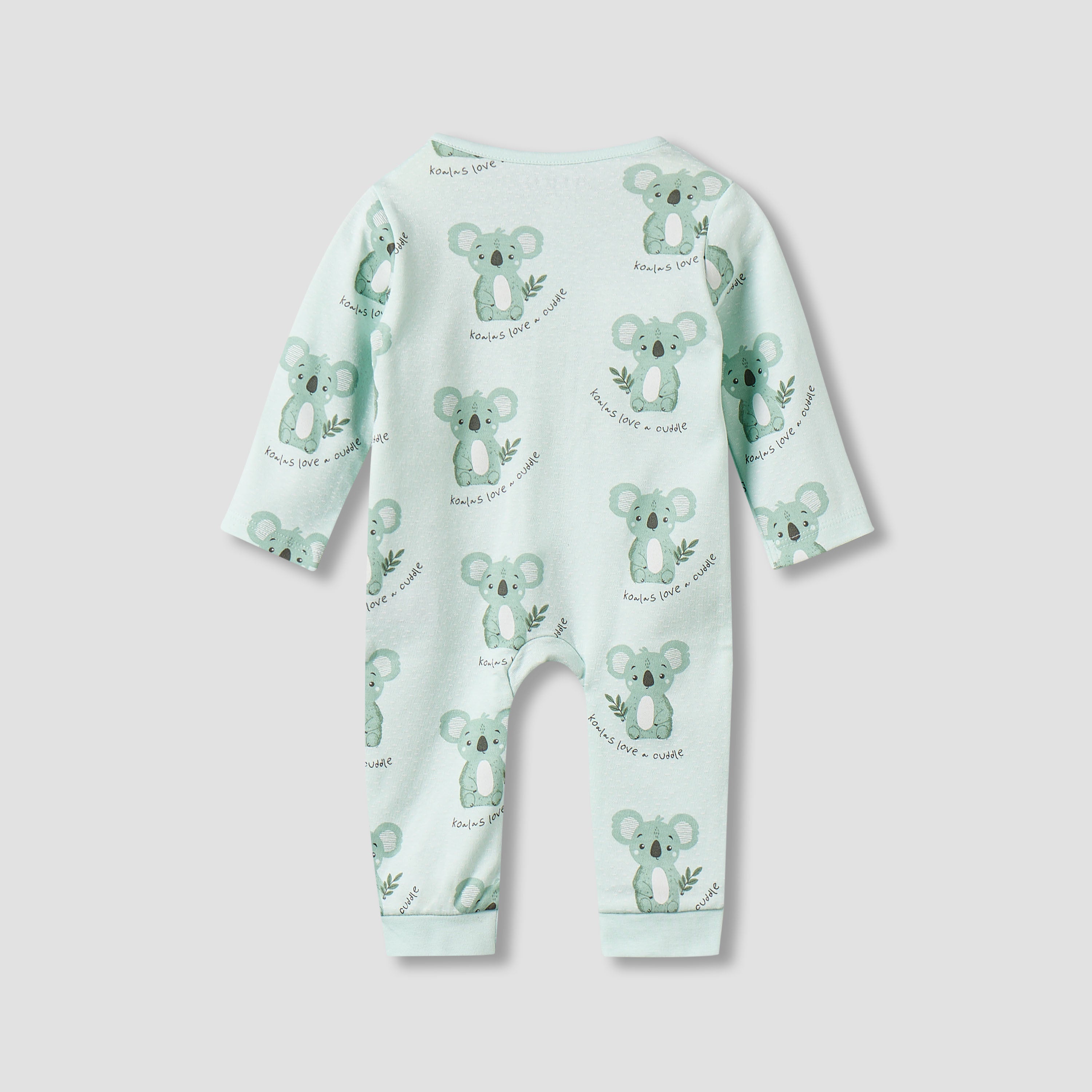 Juniors Cotton Round Neck Long Sleeves Sleepsuit with Koala Print