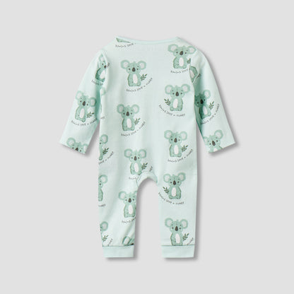 Juniors Cotton Round Neck Long Sleeves Sleepsuit with Koala Print