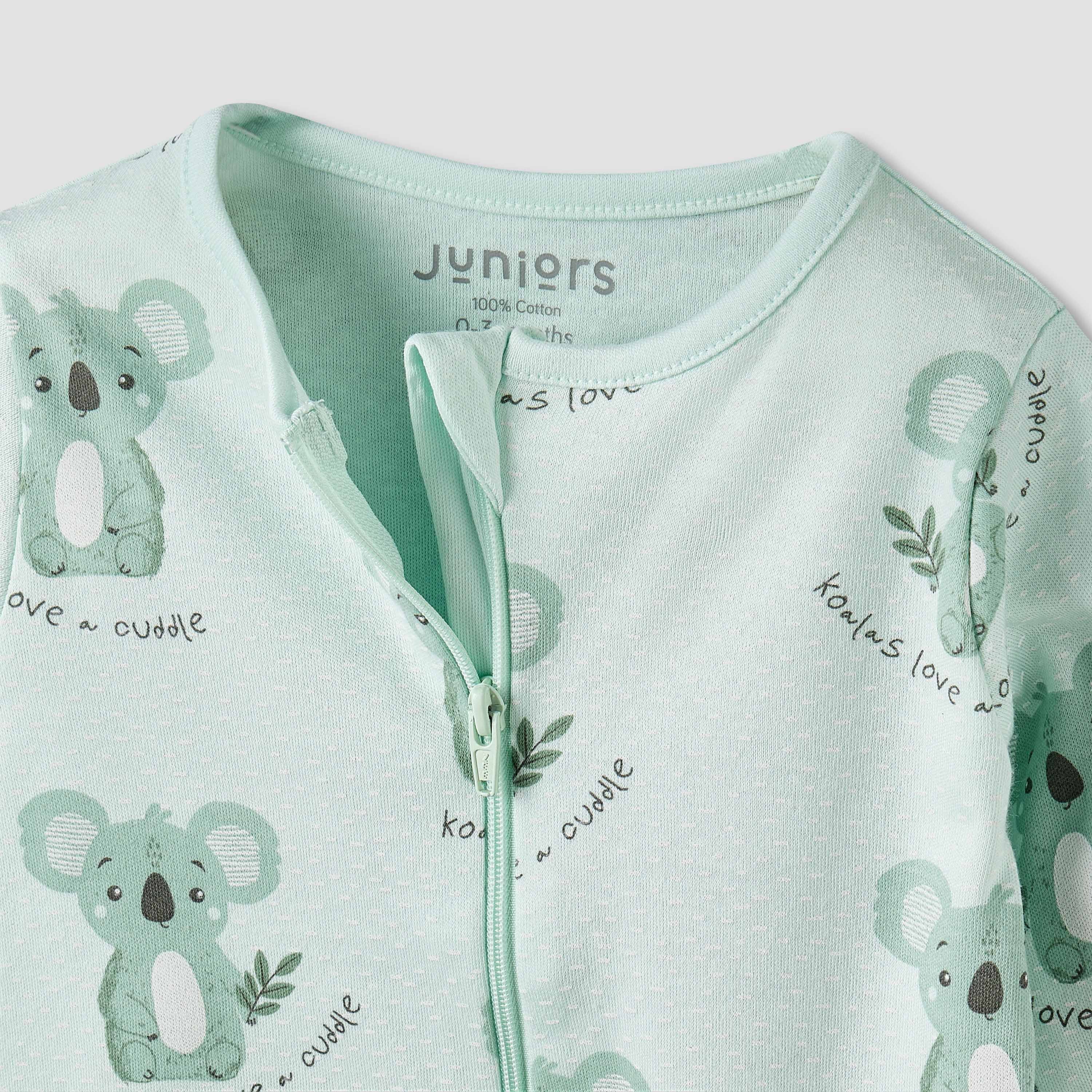 Juniors Cotton Round Neck Long Sleeves Sleepsuit with Koala Print