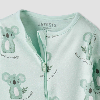Juniors Cotton Round Neck Long Sleeves Sleepsuit with Koala Print