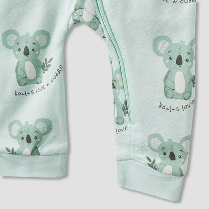 Juniors Cotton Round Neck Long Sleeves Sleepsuit with Koala Print