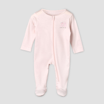 Pack of 5 Juniors Cotton Round Neck Long Sleeves Sleepsuit with Zip Closure