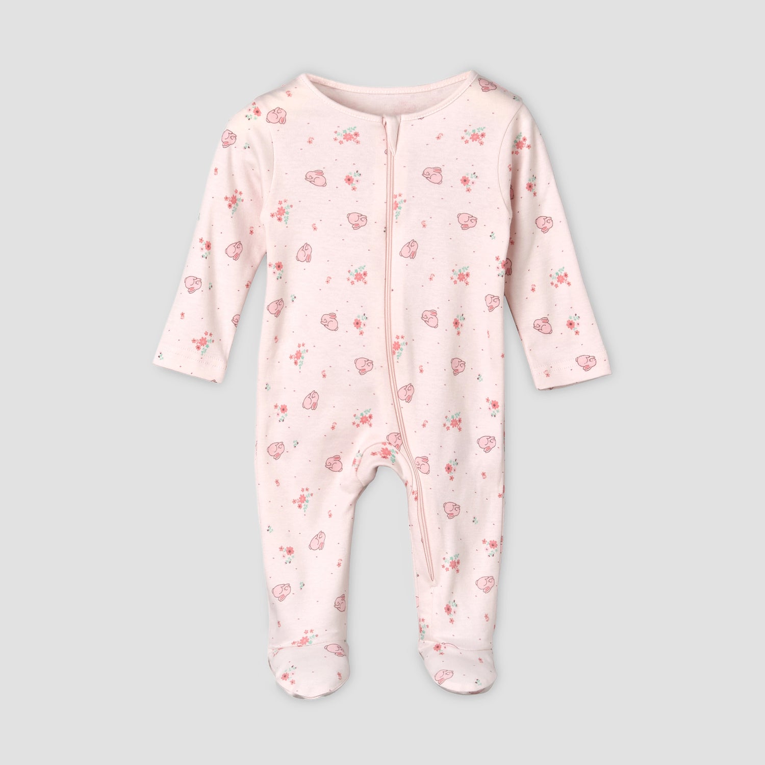 Pack of 5 Juniors Cotton Round Neck Long Sleeves Sleepsuit with Zip Closure