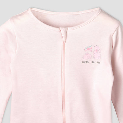 Pack of 5 Juniors Cotton Round Neck Long Sleeves Sleepsuit with Zip Closure