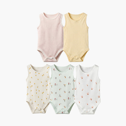 Juniors Printed Sleeveless Bodysuit - Set of 5 - Multicolour / 12-18 mths