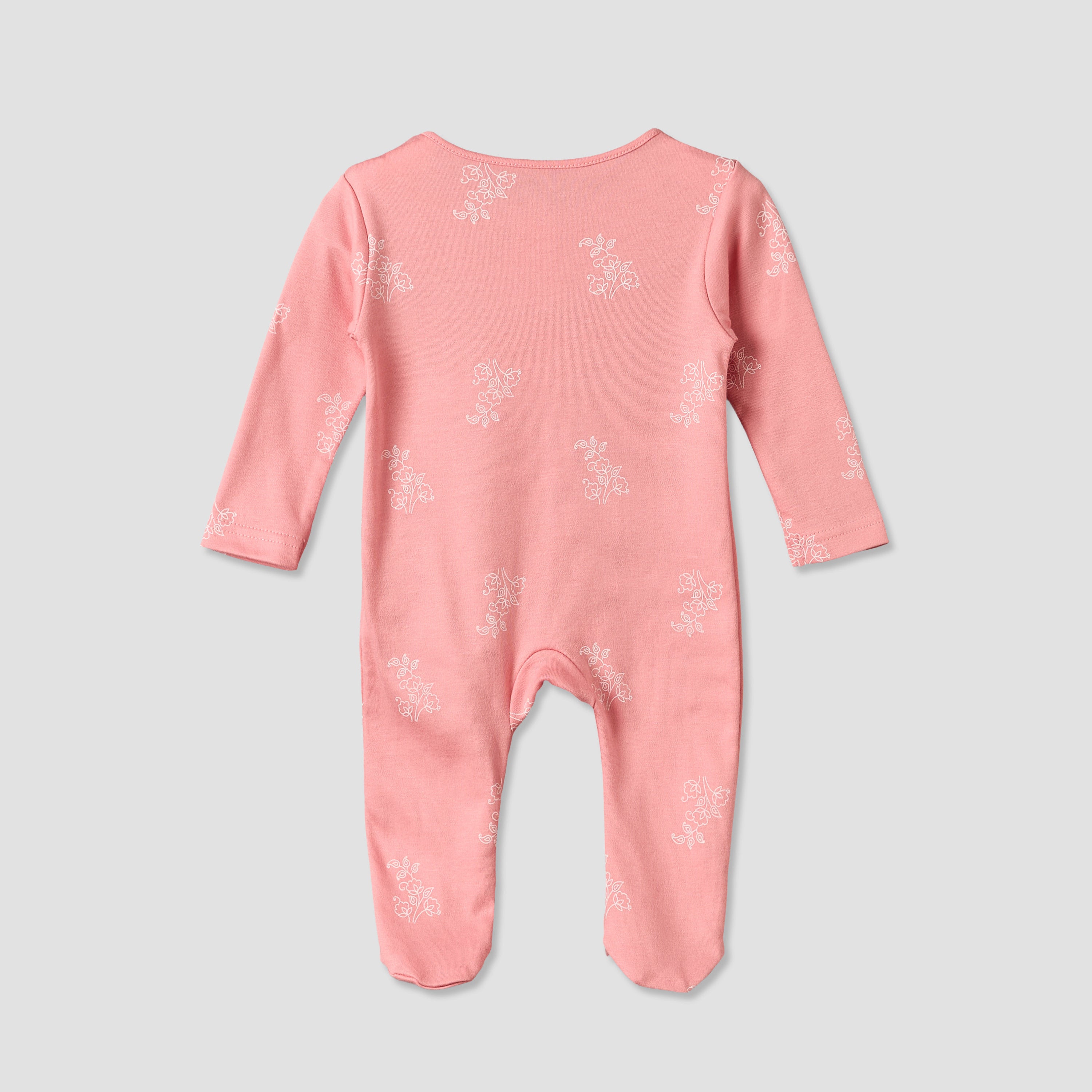Pack of 3 Juniors Cotton Round Neck Long Sleeves Sleepsuit with Zip Closure