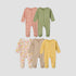 Pack of 5 Juniors Cotton Crew Neck Long Sleeves Sleepsuit with Zip Closure - Multicolour / 12-18 mths