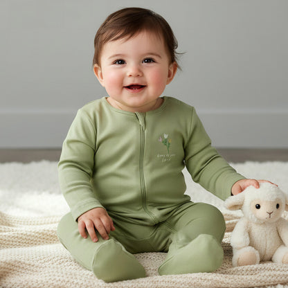 Pack of 5 Juniors Cotton Crew Neck Long Sleeves Sleepsuit with Zip Closure