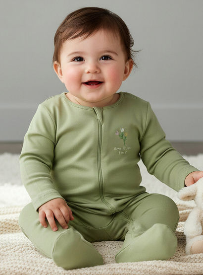Pack of 5 Juniors Cotton Crew Neck Long Sleeves Sleepsuit with Zip Closure-baby-girls-clothing-nightwear-sleepsuits-image-2