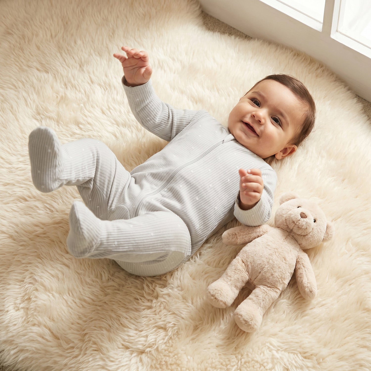 Pack of 3 Juniors Cotton Round Neck Long Sleeves Sleepsuit with Zip Closure