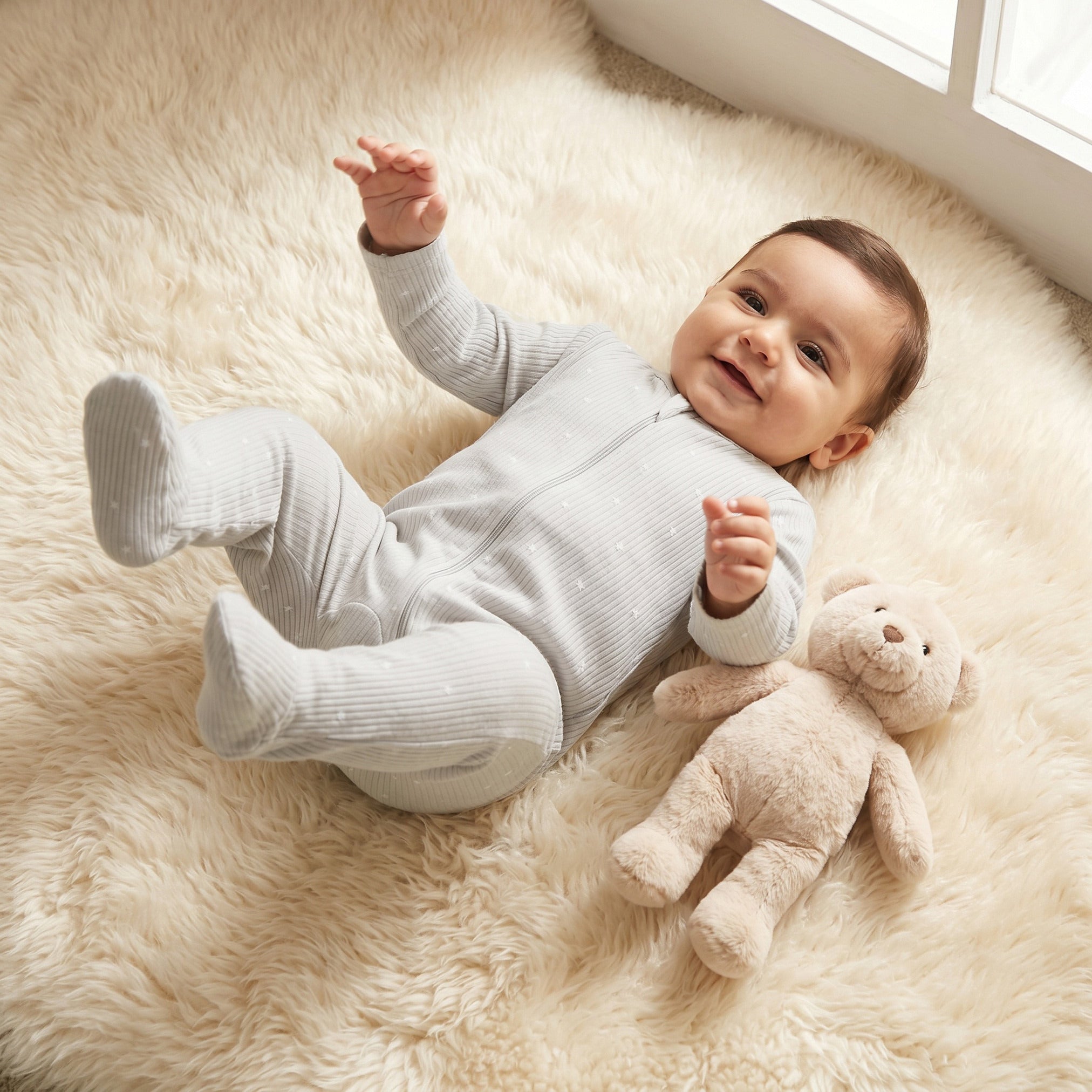 Pack of 3 Juniors Cotton Round Neck Long Sleeves Sleepsuit with Zip Closure