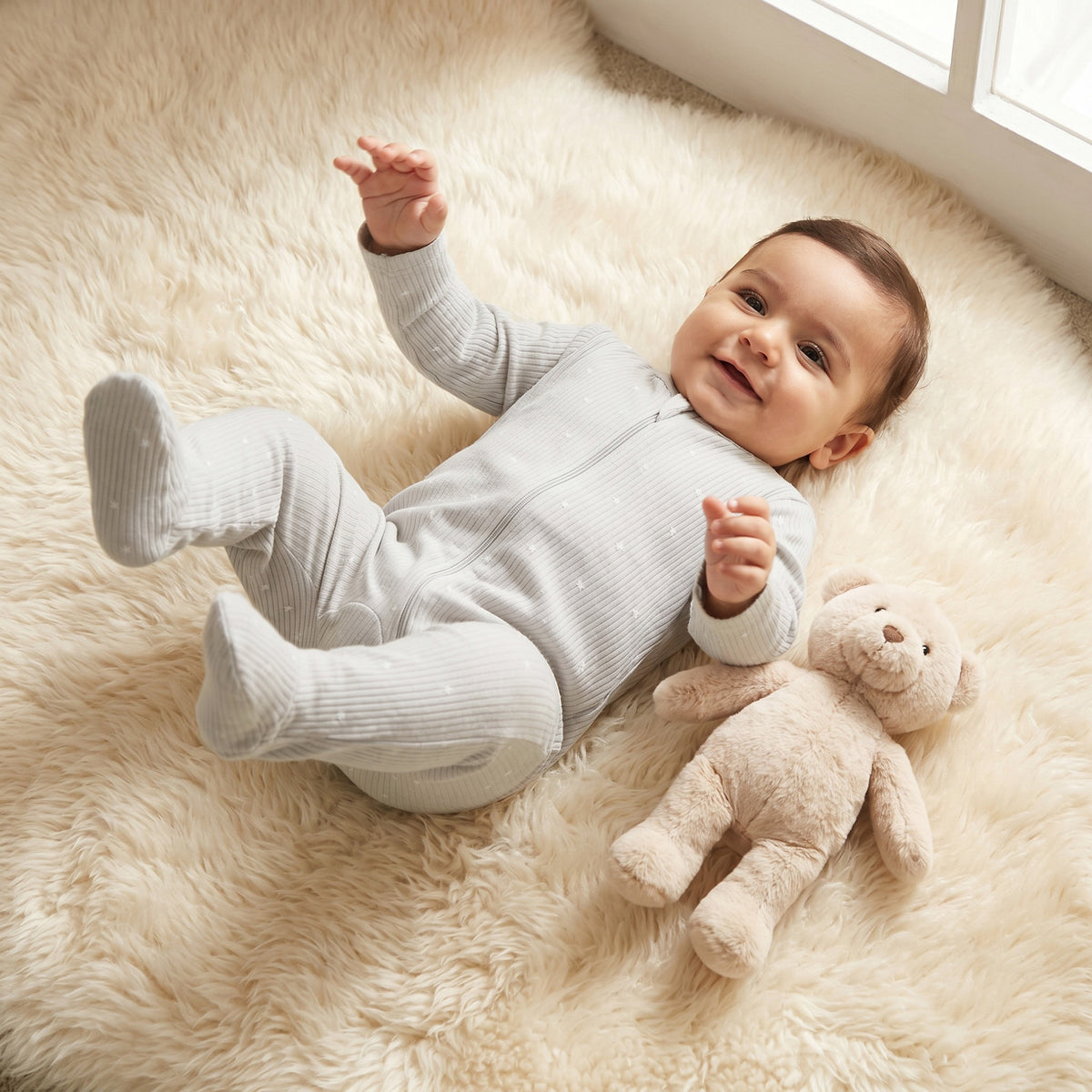 Pack of 3 Juniors Cotton Round Neck Long Sleeves Sleepsuit with Zip Closure