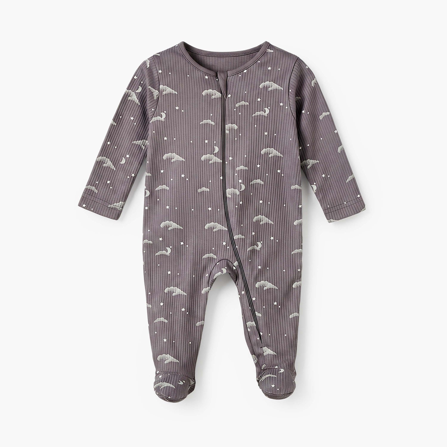 Pack of 3 Juniors Cotton Round Neck Long Sleeves Sleepsuit with Zip Closure