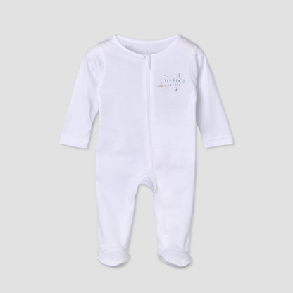 Pack of 5 Juniors Cotton Round Neck Long Sleeves Sleepsuit with Zip Closure