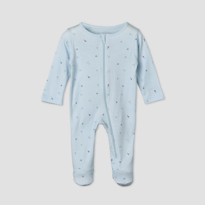 Pack of 5 Juniors Cotton Round Neck Long Sleeves Sleepsuit with Zip Closure