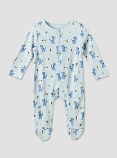 Pack of 3 Juniors Cotton Crew Neck Long Sleeves Sleepsuit with Zip Closure-baby-boys-clothing-nightwear-sleepsuits-image-5