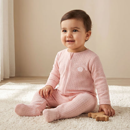 Pack of 5 Juniors Cotton Round Neck Long Sleeves Sleepsuit with Zip Closure