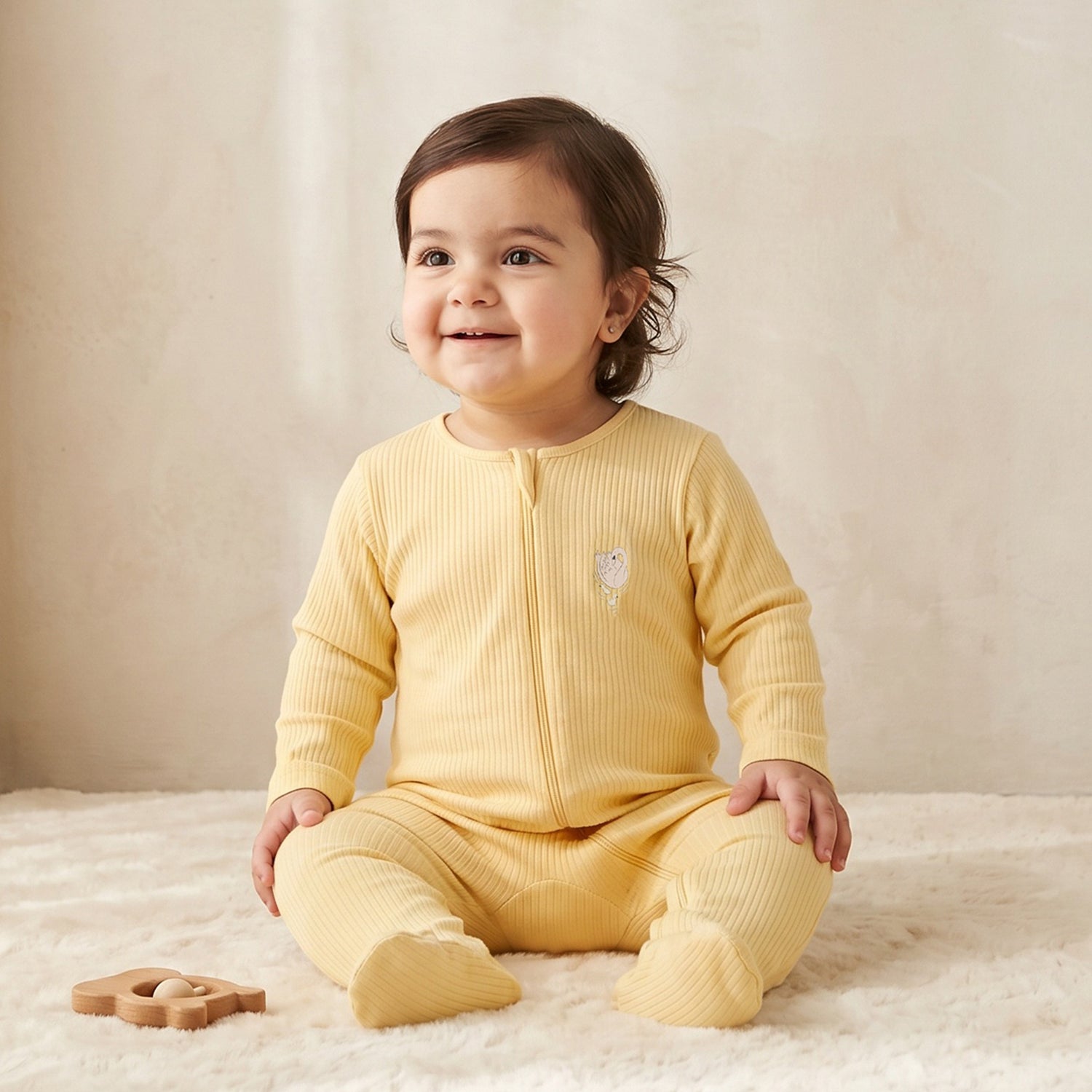 Pack of 5 Juniors Cotton Round Neck Long Sleeves Sleepsuit with Zip Closure