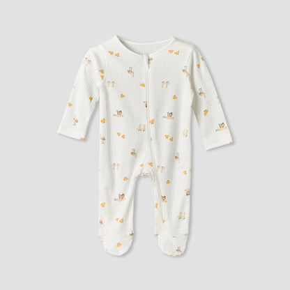 Pack of 5 Juniors Cotton Round Neck Long Sleeves Sleepsuit with Zip Closure