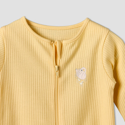 Pack of 5 Juniors Cotton Round Neck Long Sleeves Sleepsuit with Zip Closure
