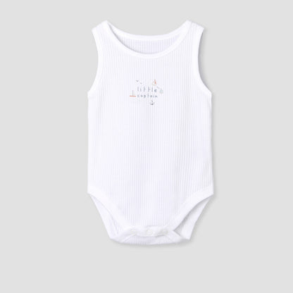 Pack of 5 Juniors Cotton Sleeveless Bodysuit with Sailboat Print