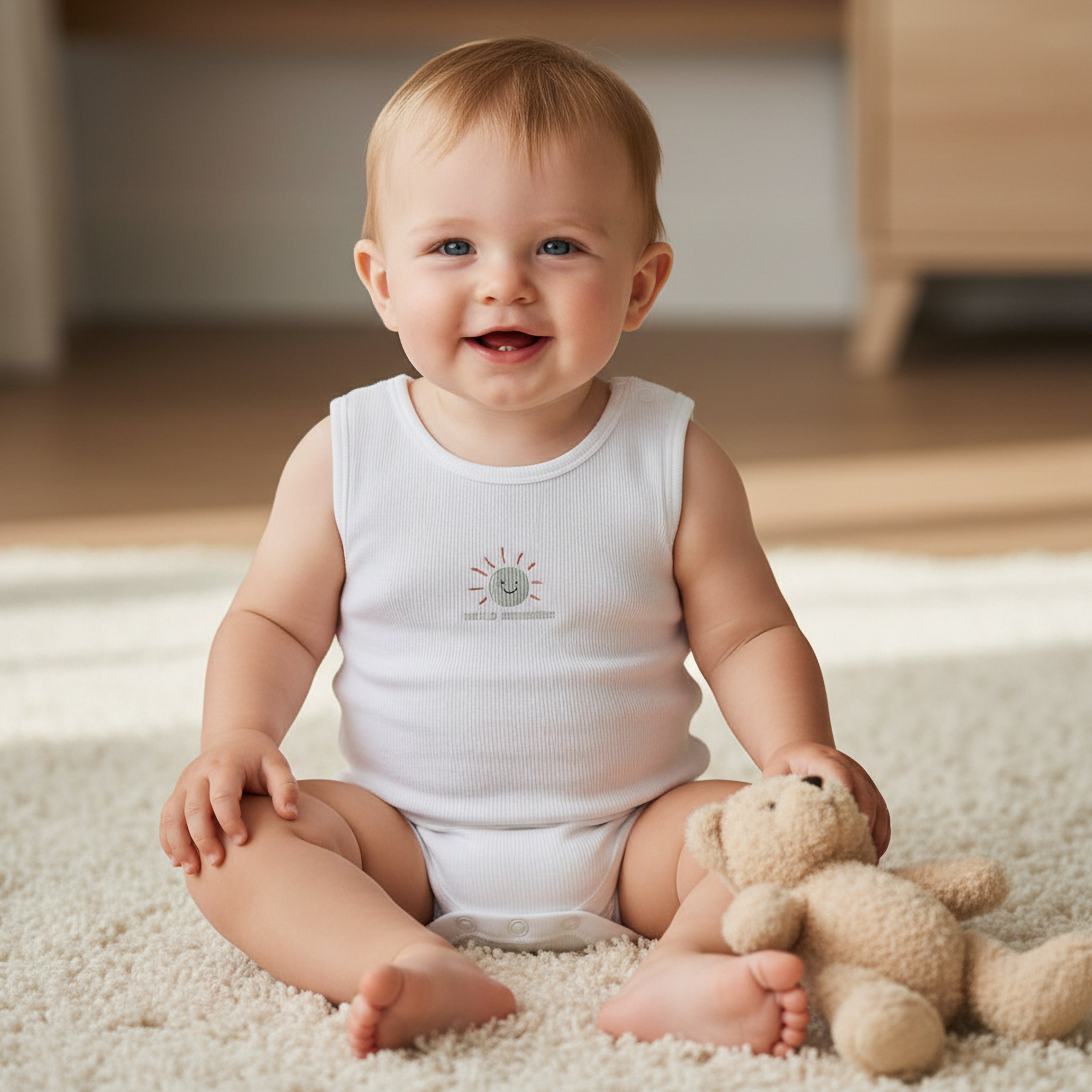 Pack of 7 Juniors Round Neck Sleeveless Bodysuit with Fun Print