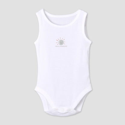 Pack of 7 Juniors Round Neck Sleeveless Bodysuit with Fun Print