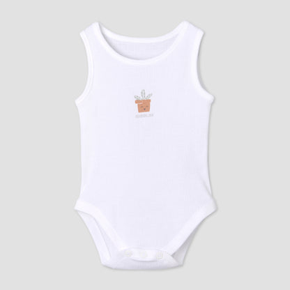 Pack of 7 Juniors Round Neck Sleeveless Bodysuit with Fun Print